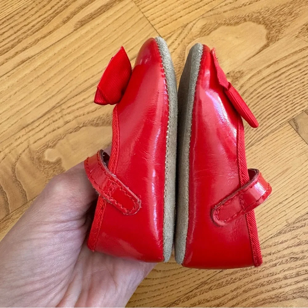 Janie And Jack Red Baby Shoes Mary Jane Ballet Flats Red Christmas Outfit Size 2